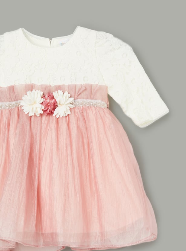 PEPPERMINT Girls Floral Embellished Dress