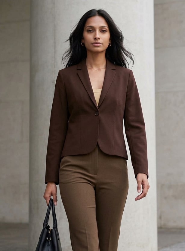 CODE CLASSIC Solid Single Breasted Blazer