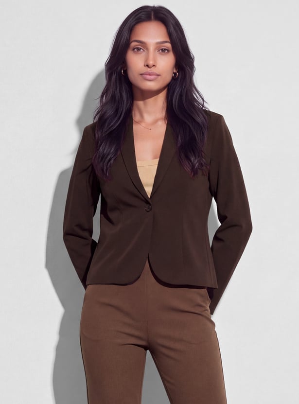 CODE CLASSIC Solid Single Breasted Blazer