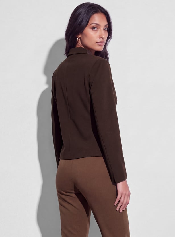 CODE CLASSIC Solid Single Breasted Blazer