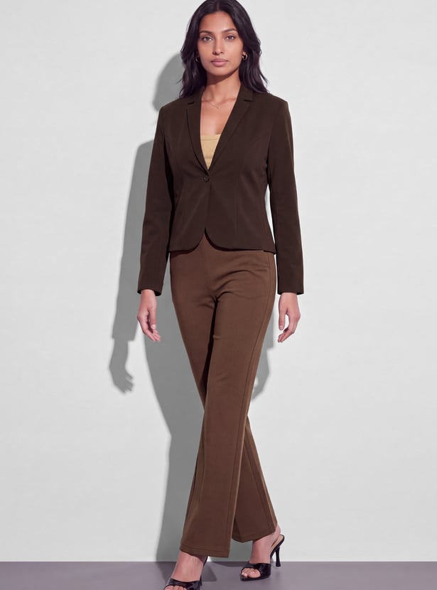 CODE CLASSIC Solid Single Breasted Blazer
