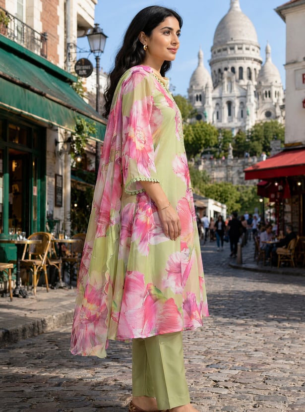 W Floral Print Straight Kurta Set