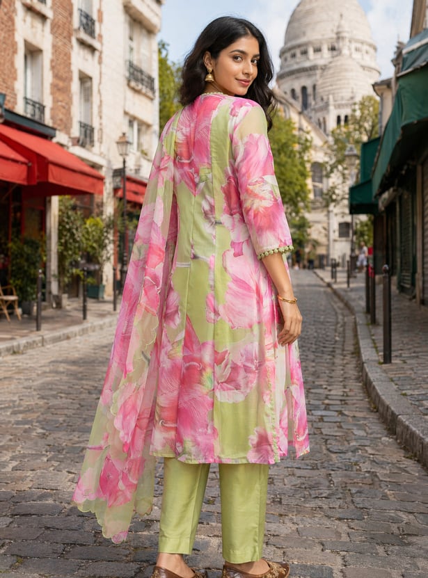 W Floral Print Straight Kurta Set