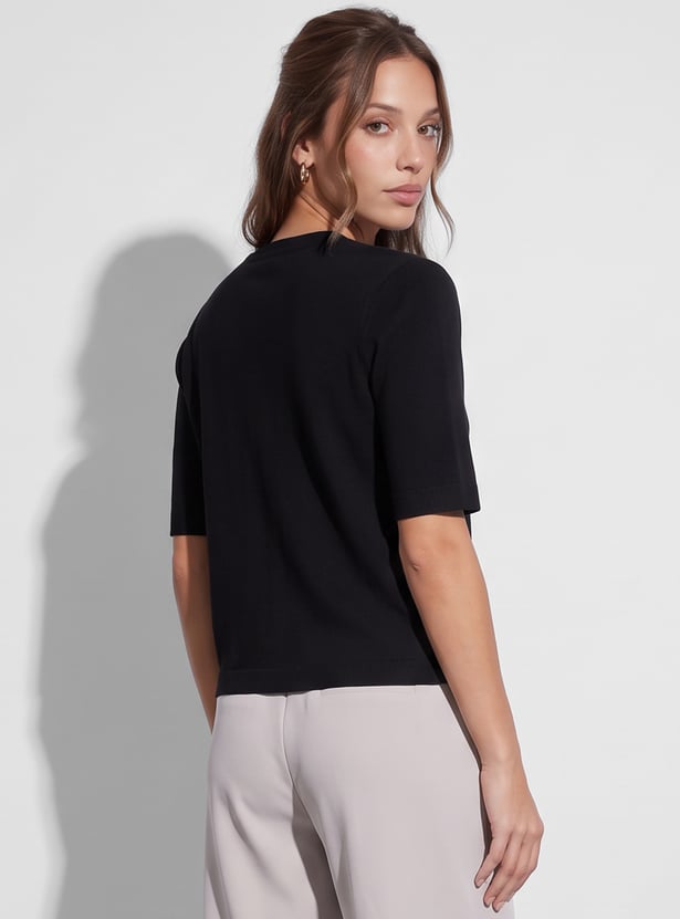 CODE Solid Buttoned Cardigan