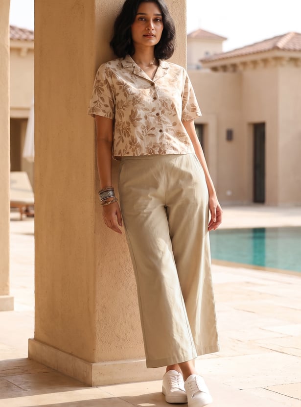 COLOUR ME Solid Straight Pants