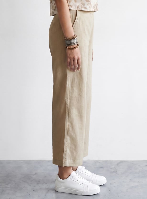 COLOUR ME Solid Straight Pants