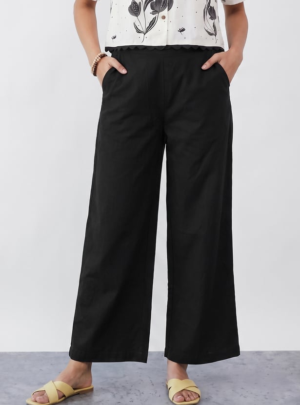 COLOUR ME Solid Straight Pants