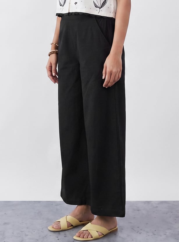 COLOUR ME Solid Straight Pants