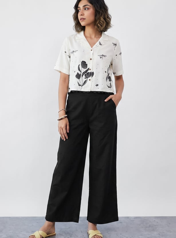 COLOUR ME Solid Straight Pants