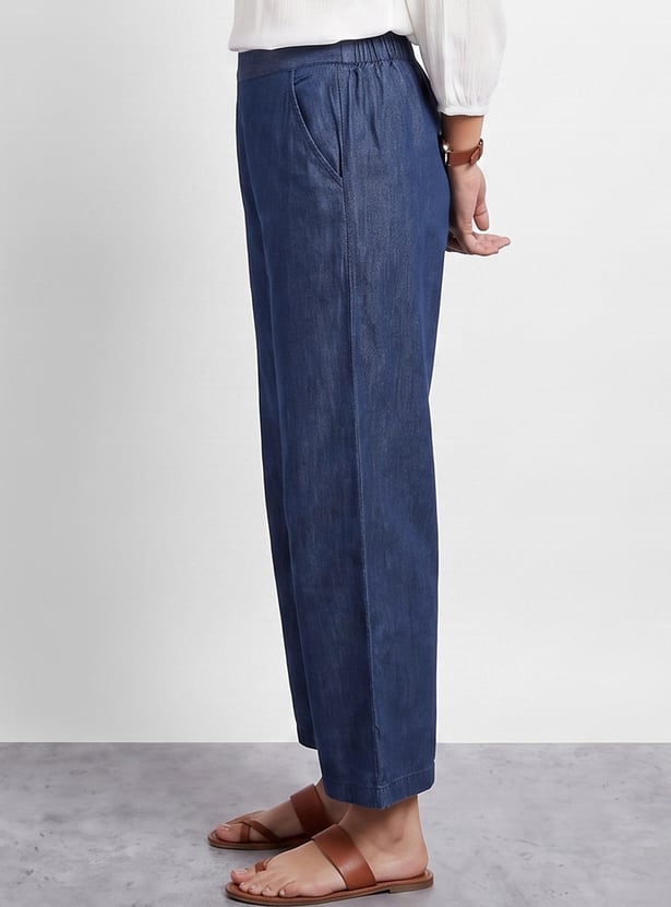 COLOUR ME Solid Straight Pants