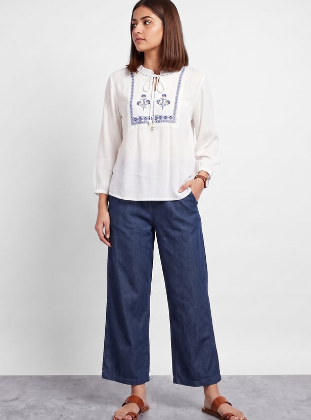 COLOUR ME Solid Straight Pants