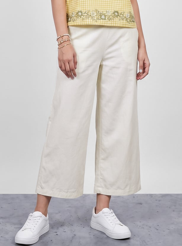 COLOUR ME Solid Straight Pants