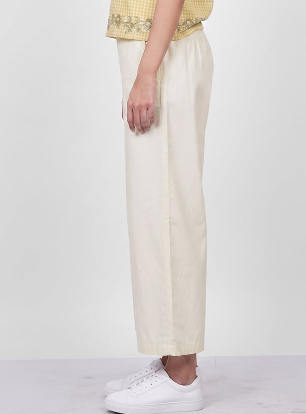 COLOUR ME Solid Straight Pants
