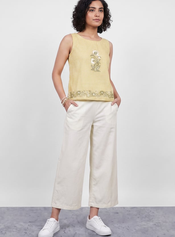 COLOUR ME Solid Straight Pants