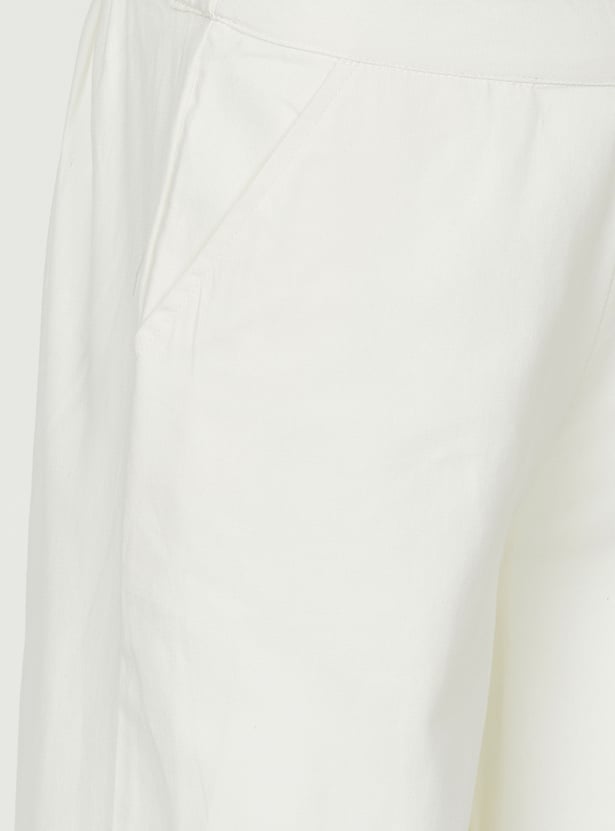 COLOUR ME Solid Straight Pants