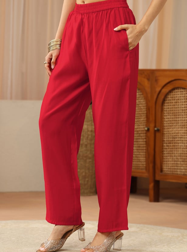 LIBAS Embroidered A-line Kurta Set