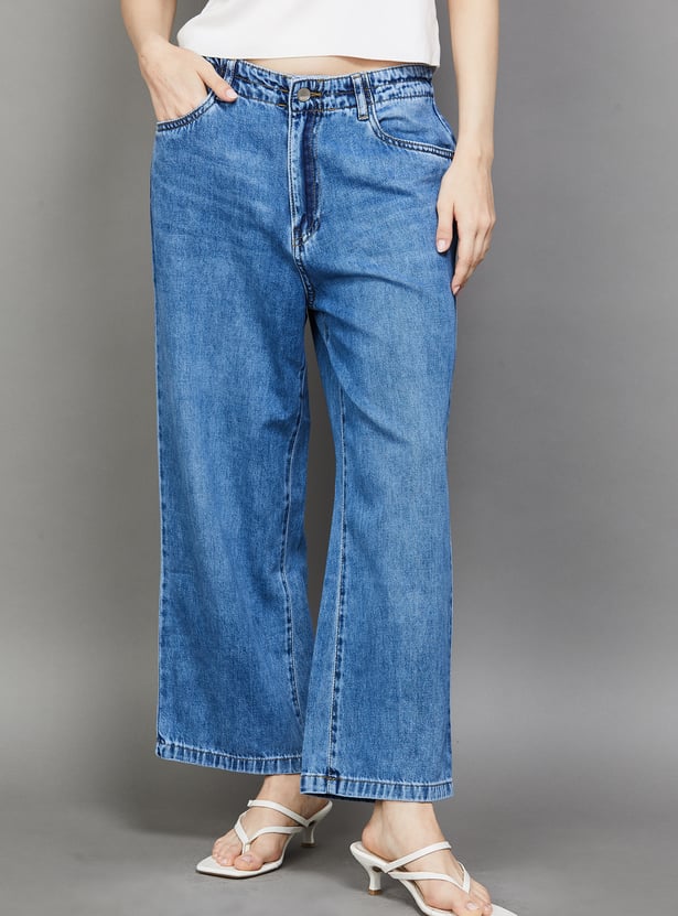 KRAUS Solid Wide Leg Jeans