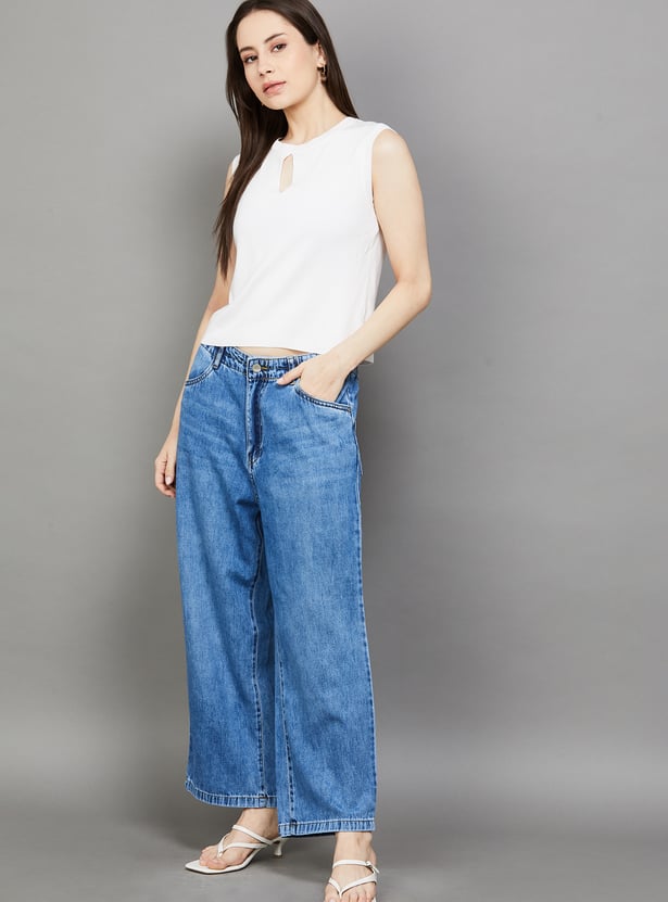 KRAUS Solid Wide Leg Jeans