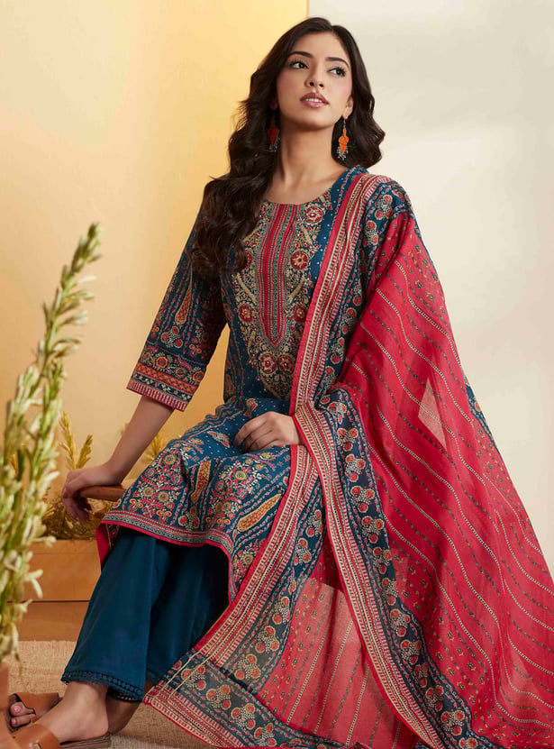 BIBA Ethnic Motif Straight Kurta Set