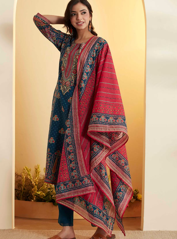 BIBA Ethnic Motif Straight Kurta Set