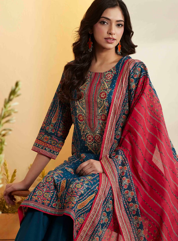 BIBA Ethnic Motif Straight Kurta Set