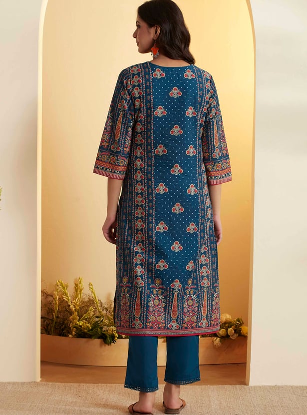 BIBA Ethnic Motif Straight Kurta Set