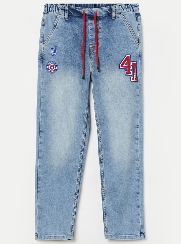 KIDSVILLE Boys Captain America Appliqued Jeans