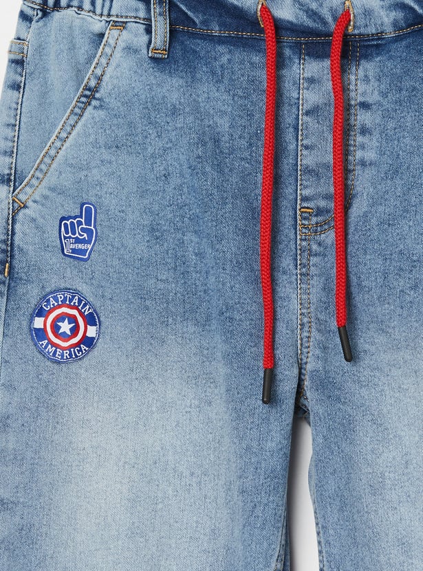KIDSVILLE Boys Captain America Appliqued Jeans