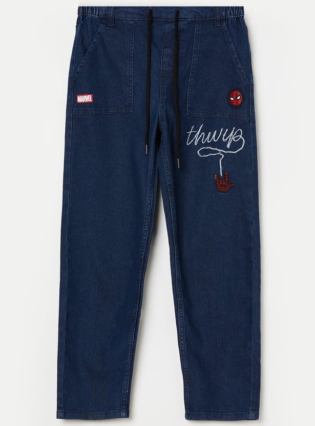 KIDSVILLE Boys Spider-Man Appliqued Jeans