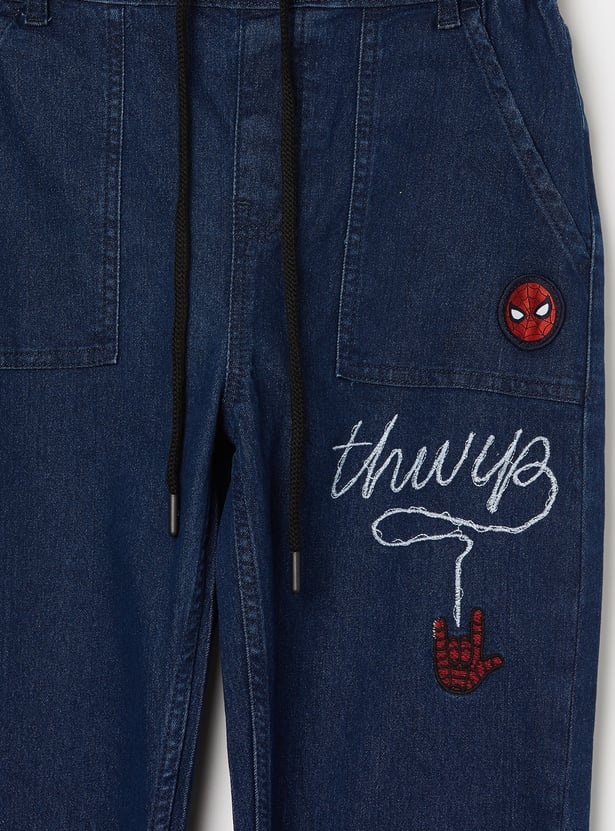 KIDSVILLE Boys Spider-Man Appliqued Jeans