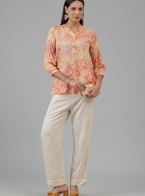 W Paisley Print Band Collar Tunic