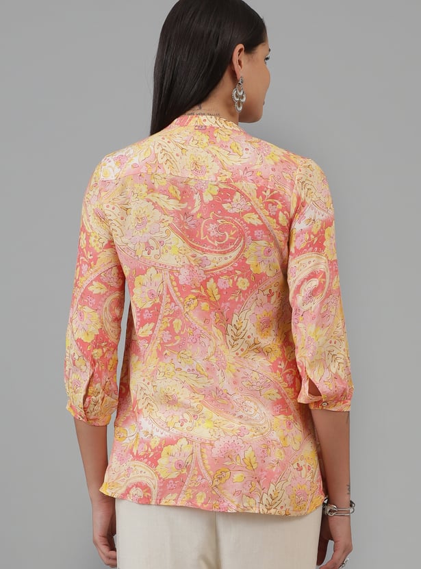 W Paisley Print Band Collar Tunic