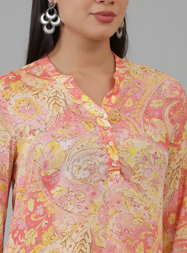 W Paisley Print Band Collar Tunic