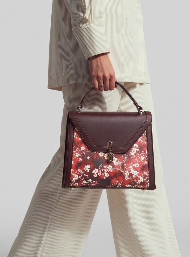 ALLEN SOLLY Floral Print Handheld Bag