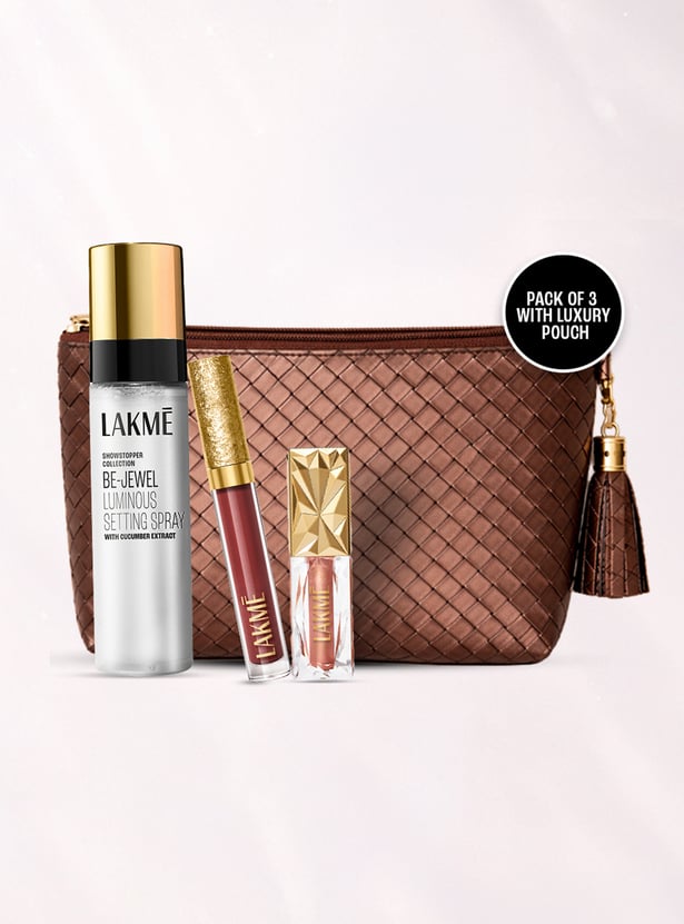 LAKME BeJewel Festive Trio Make Up Kit with Travel Pouch