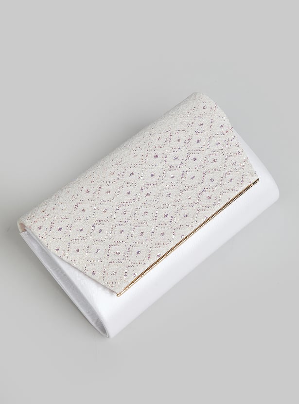 CODE Embellished Foldover Clutch