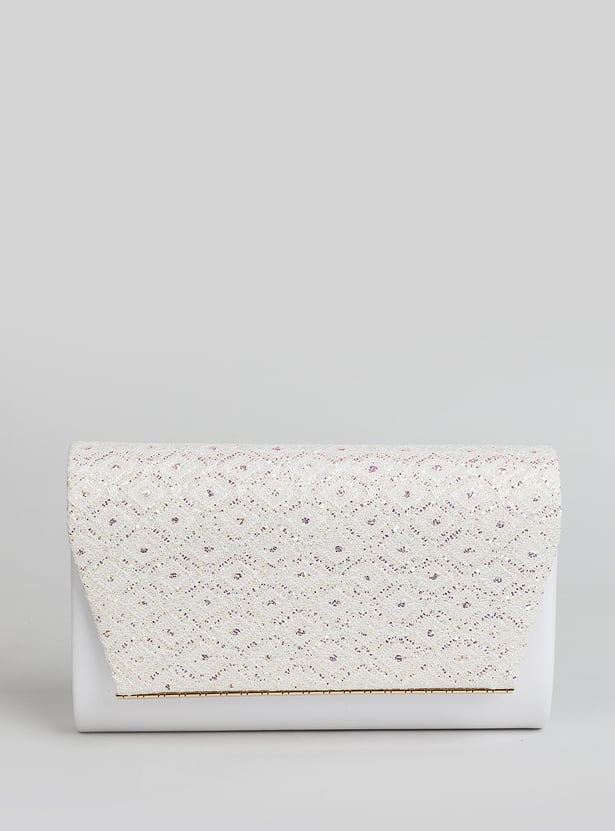 CODE Embellished Foldover Clutch