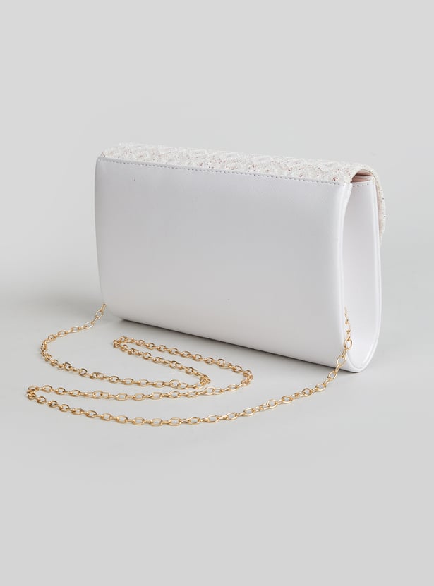 CODE Embellished Foldover Clutch
