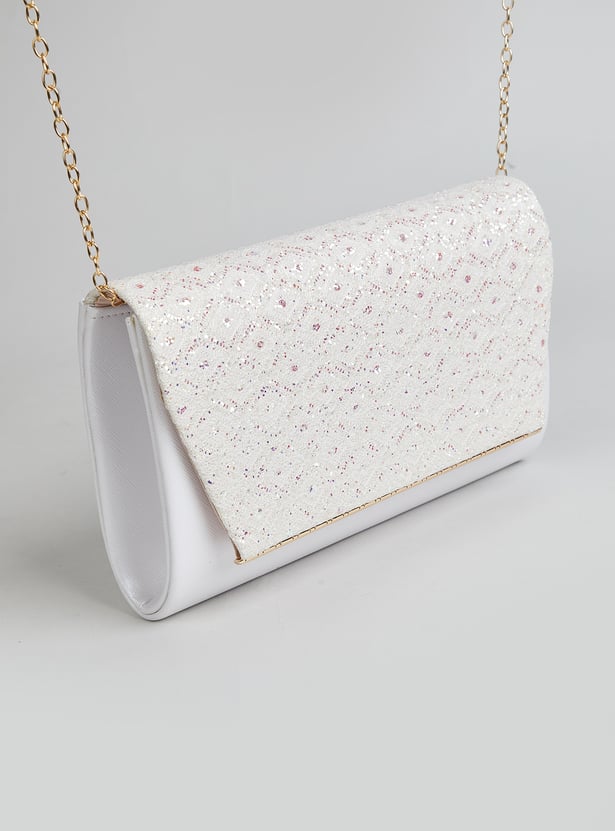 CODE Embellished Foldover Clutch