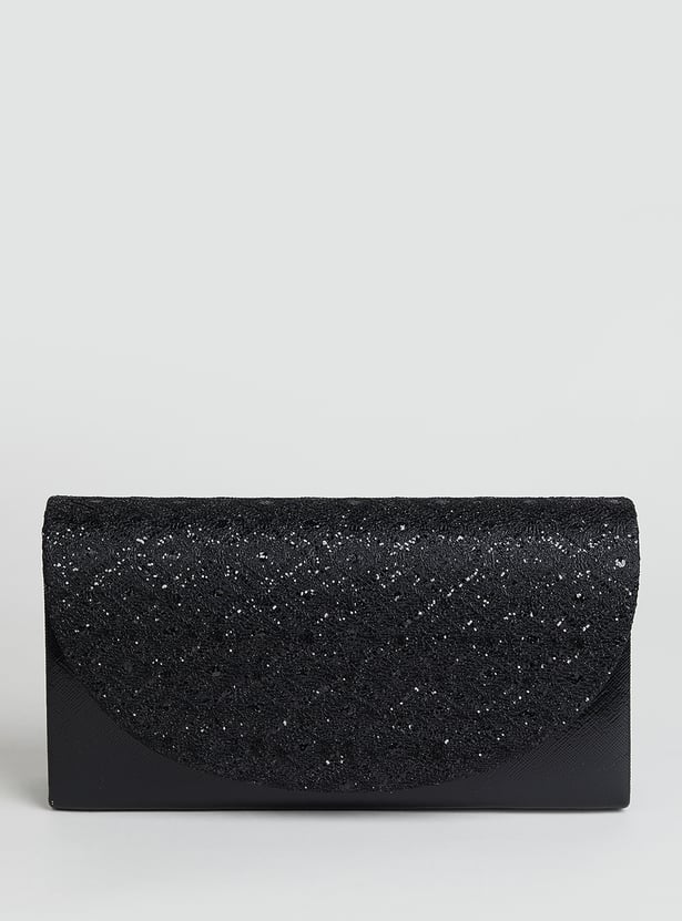 CODE Embellished Foldover Clutch with Sling