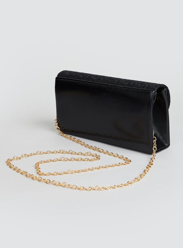CODE Embellished Foldover Clutch with Sling