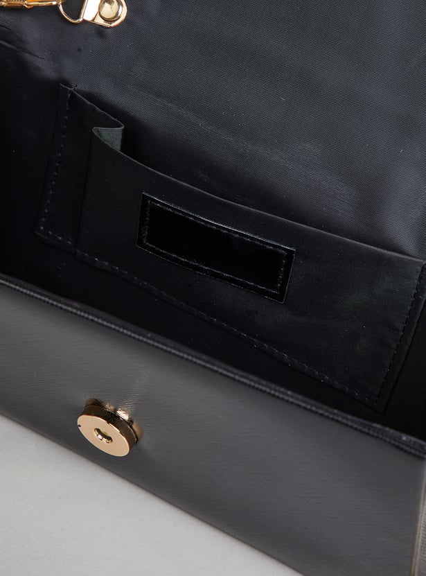 CODE Embellished Foldover Clutch with Sling