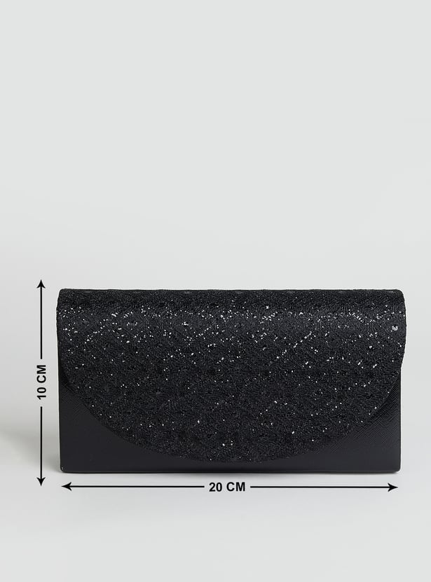 CODE Embellished Foldover Clutch with Sling