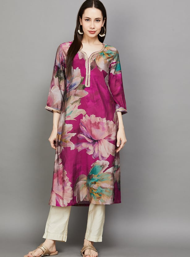 BIBA Floral Print Straight Kurta