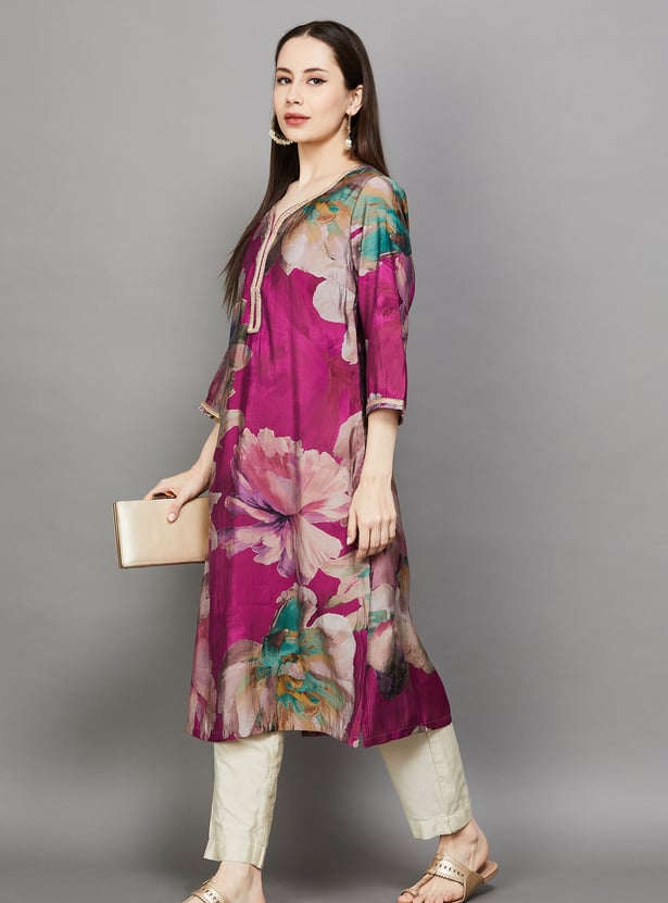 BIBA Floral Print Straight Kurta
