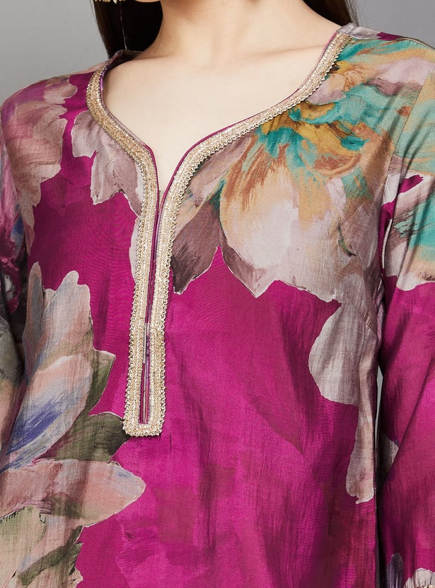 BIBA Floral Print Straight Kurta