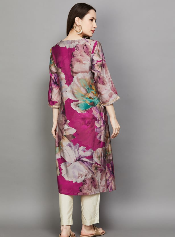BIBA Floral Print Straight Kurta