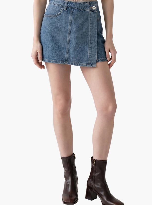 VERO MODA Solid Wrap-Style Skort