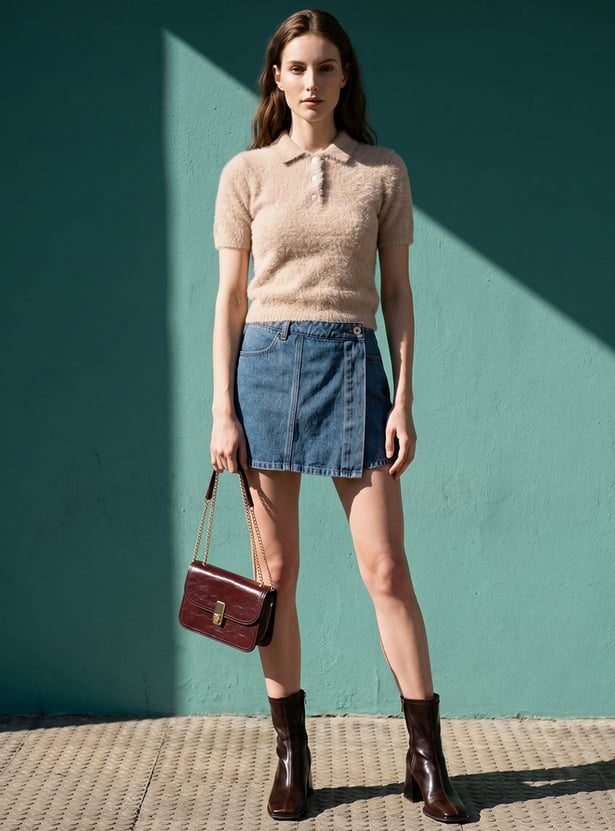 VERO MODA Solid Wrap-Style Skort