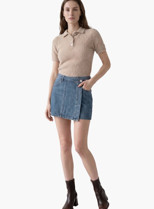VERO MODA Solid Wrap-Style Skort